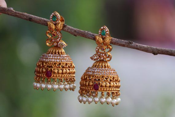 Light Weight One Gram Gold Jhumkas-01