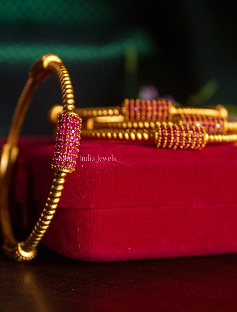 Elegant Pure Ruby Work Bar Bangles-01