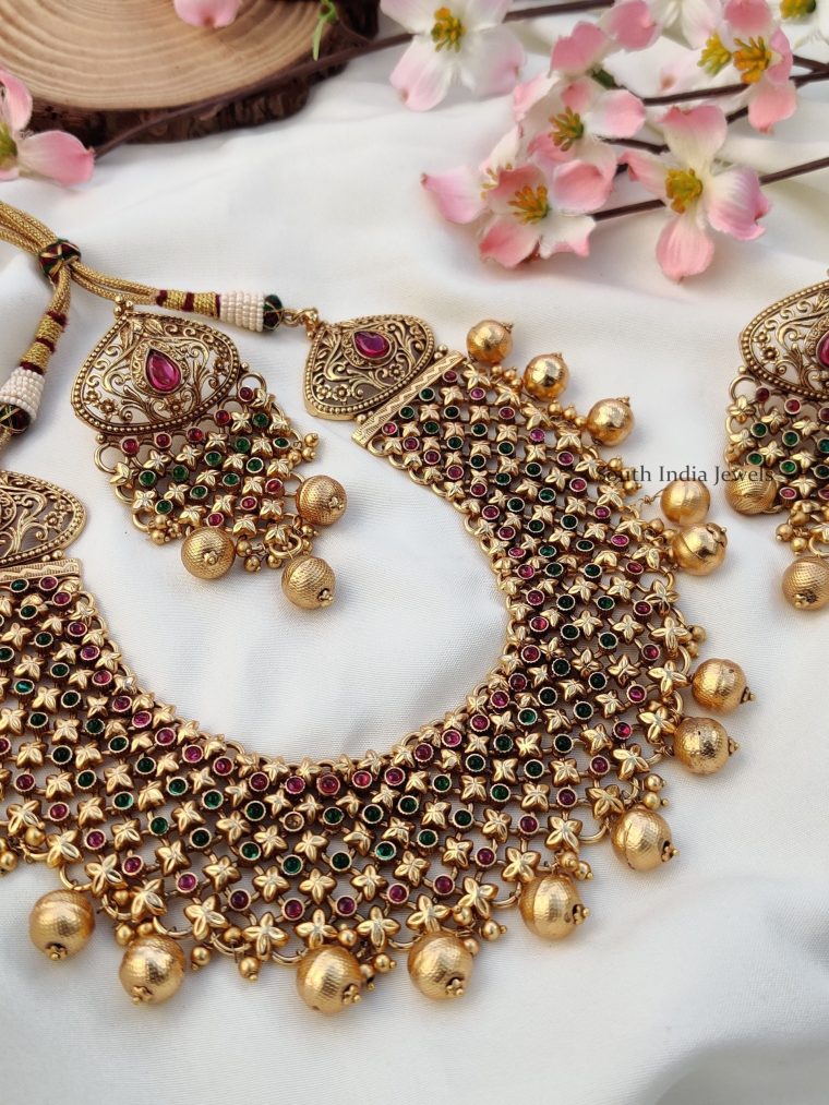 Beautiful Bridal Wear Ruby & Green Necklace