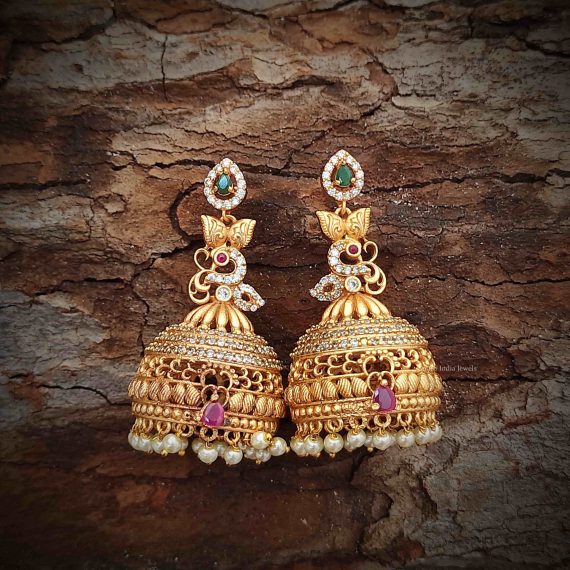 Imitation Long AD Peacock Jhumka-01