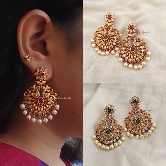 Premium Quality Light Weight Peacock Chandbali Earrings