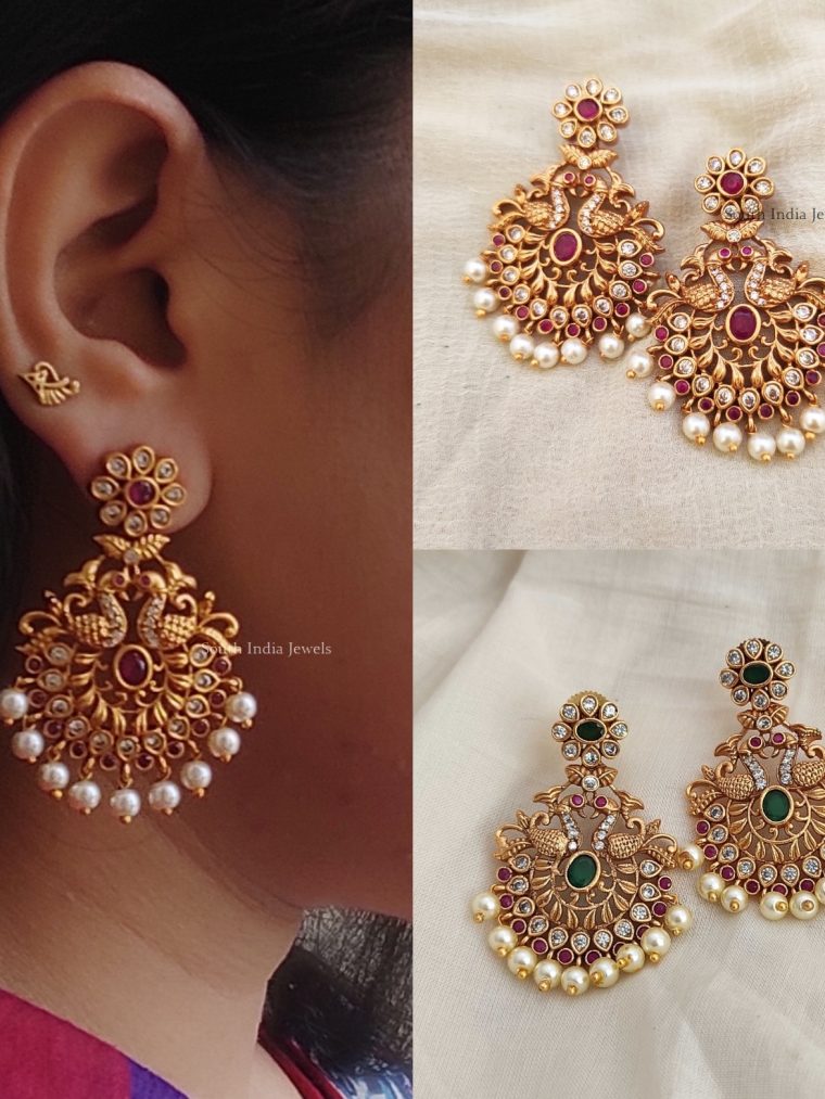 Premium Quality Light Weight Peacock Chandbali Earrings