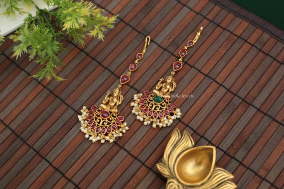 Beautiful Lakshmi Design Pearl Maang Tikka