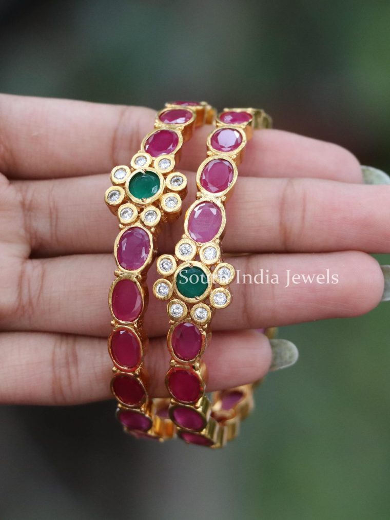 Elegant Multi Stone Floral Bangles