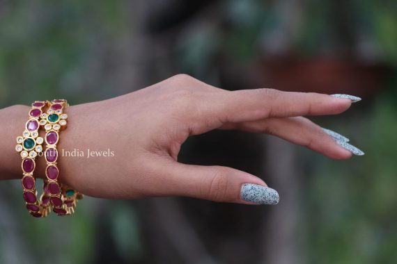 Elegant Multi Stone Floral Bangles