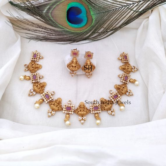 Pretty Multistone Lakshmi Necklace