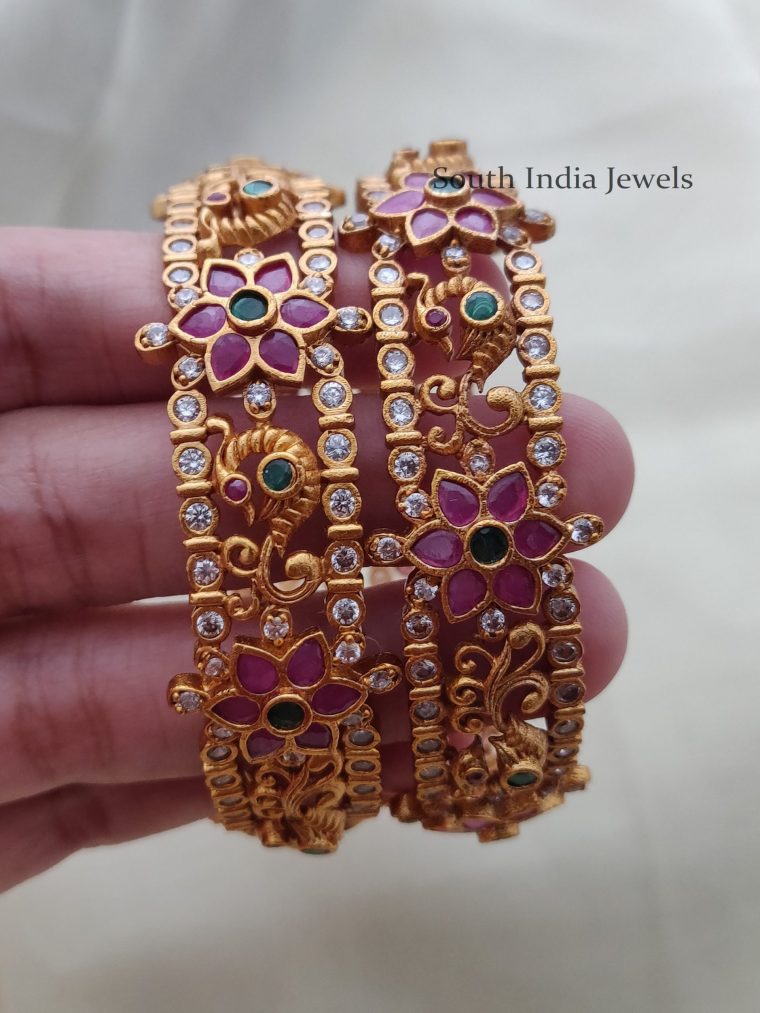 Bridal Peacock Design AD Bangles (2)