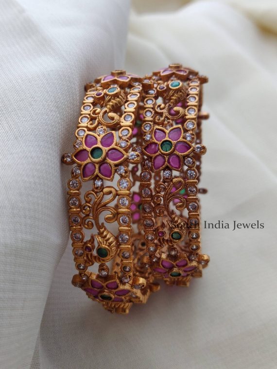 Bridal Peacock Design AD Bangles