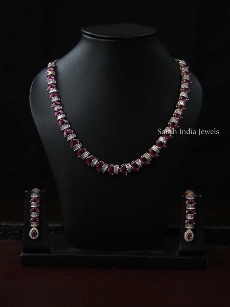 Unique Pink & White Stone Necklace