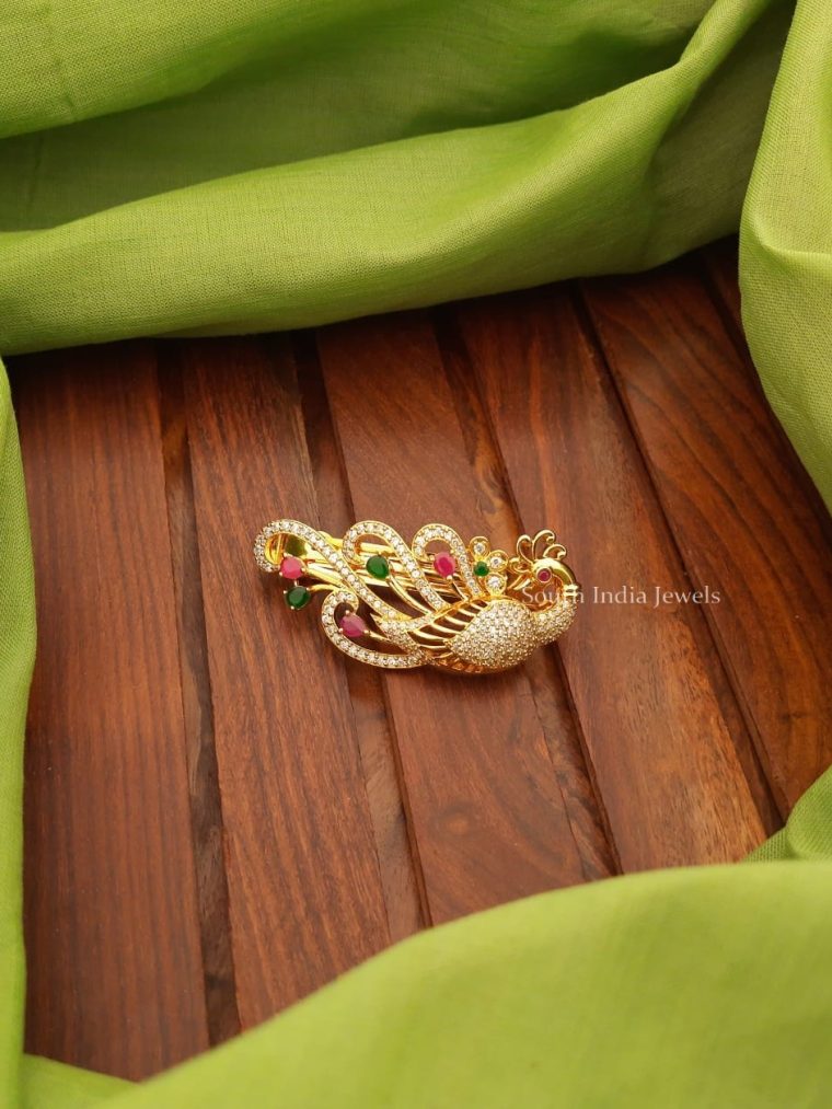 Pretty CZ Sone Peacock Hair Clip