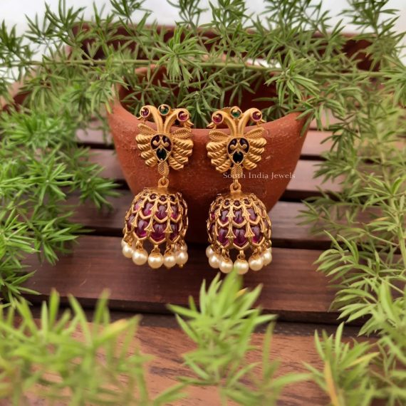 Kemp Stone Peacock Jhumkas