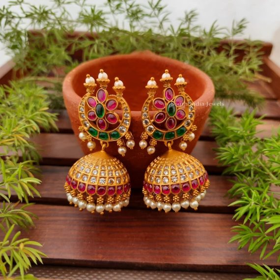 Traditional Matte Gold Half Moon Jhumkas