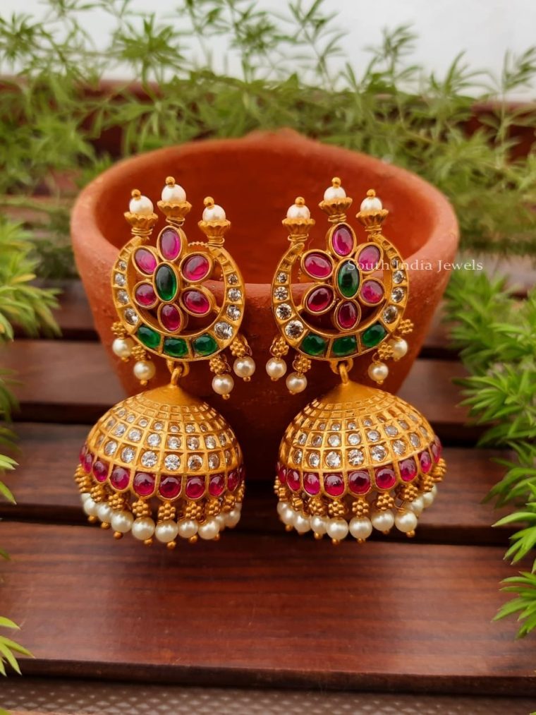 Traditional Matte Gold Half Moon Jhumkas