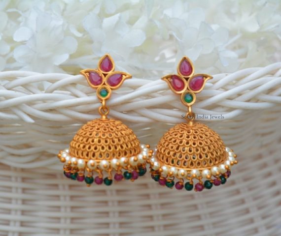 Traditional Matte Finish Multi Beads Jhumkas