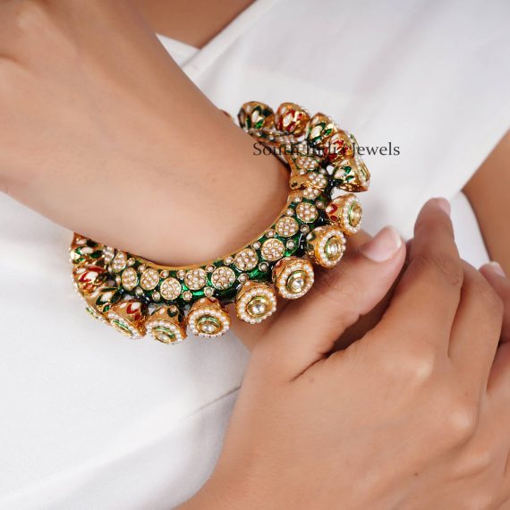 Beautiful Kundan Enamel Kada Bangle