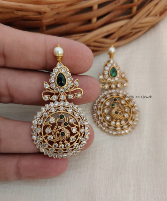 Amazing Peacock Design AD Stone Earrings