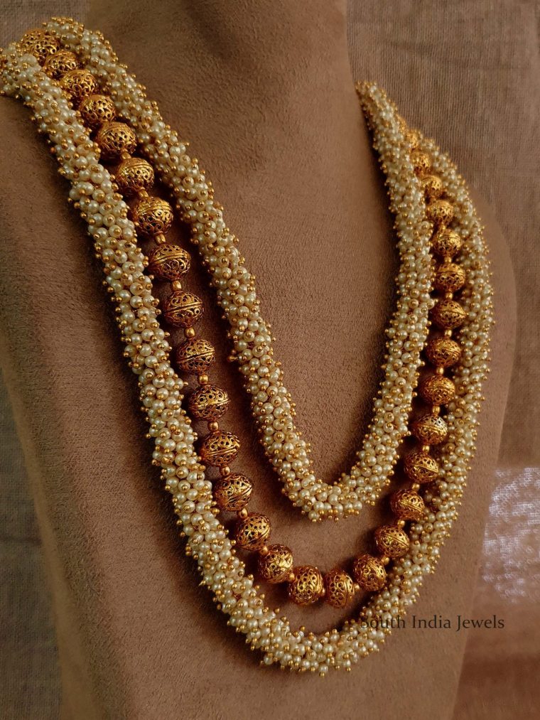 Gorgeous Three Layer Pearl Bunch Mala