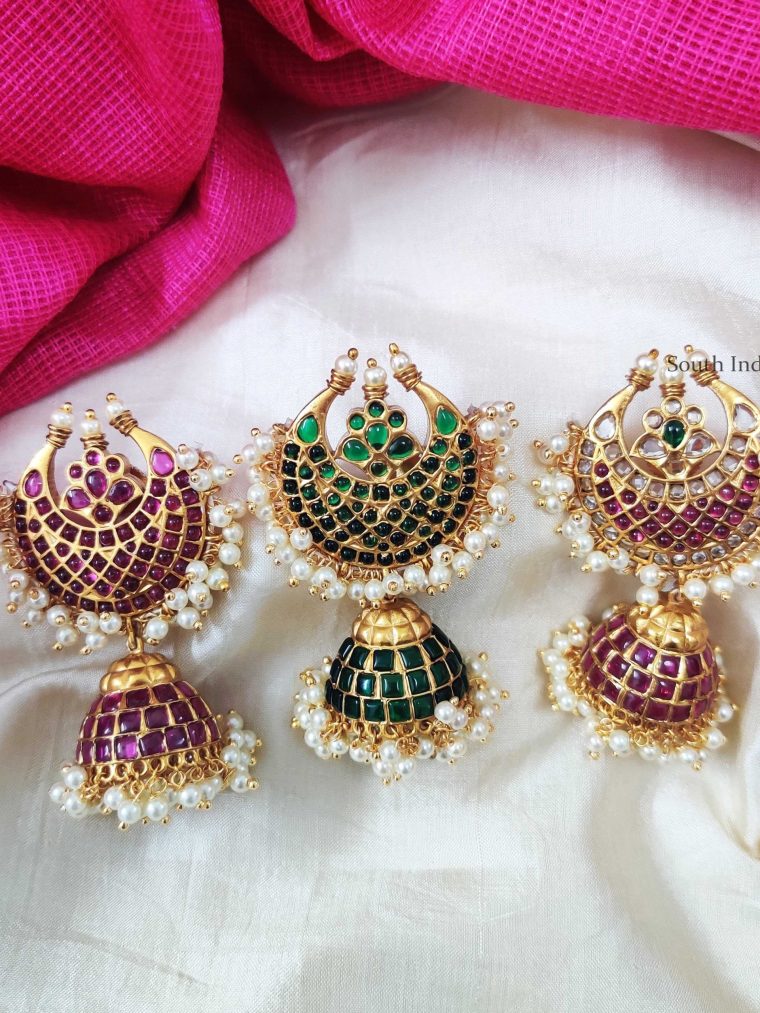 Half Moon Design Stone Jhumkas (4)