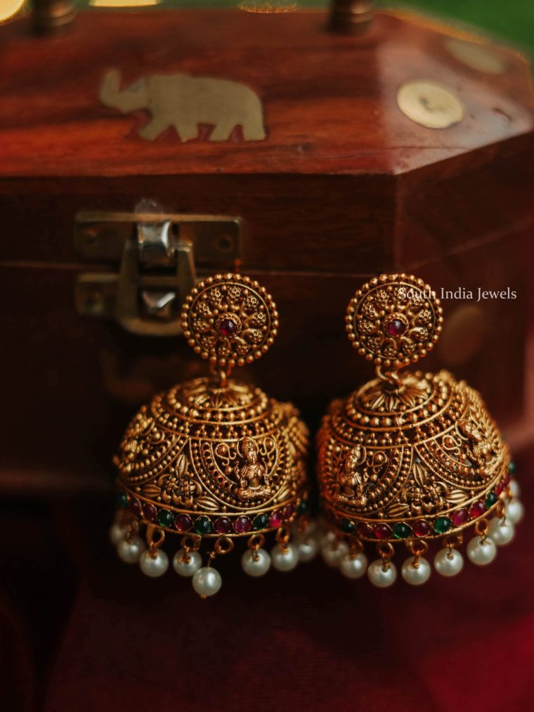 Traditional-dome-jhumkas-with-pearls