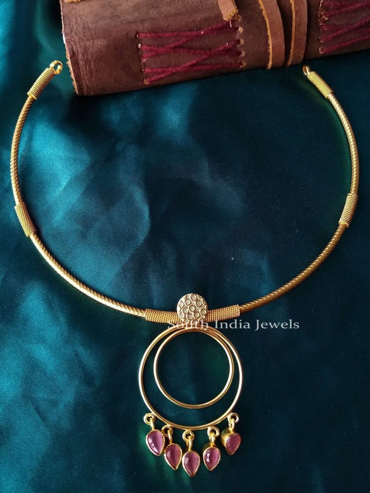 One Gram Gold Circle Design Hasli Choker