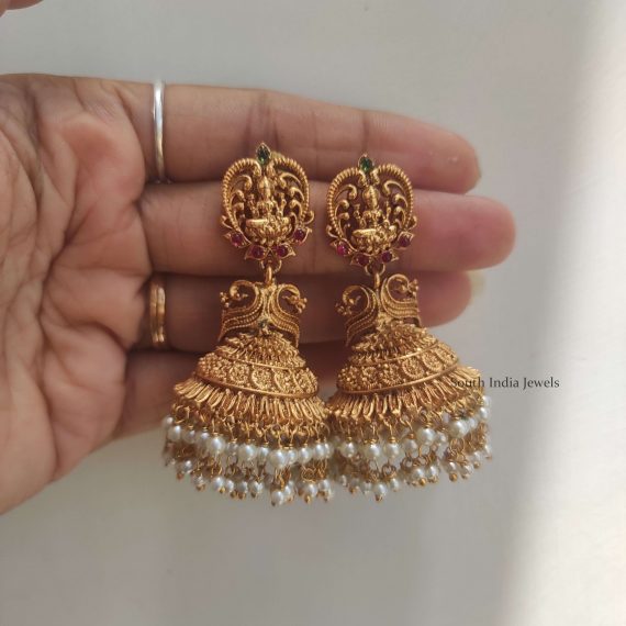 Antique Finish Pearl Drop Jhumkas (2)