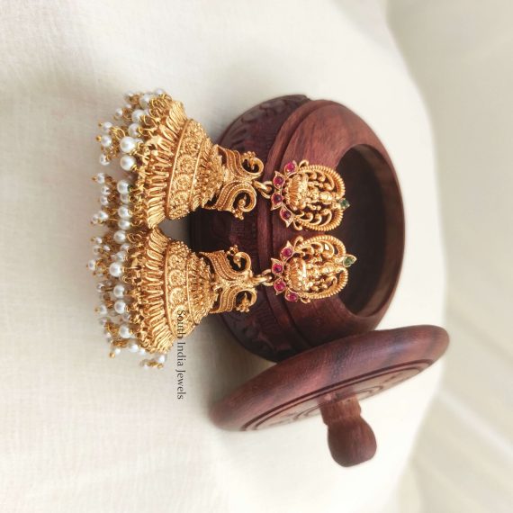 Antique Finish Pearl Drop Jhumkas