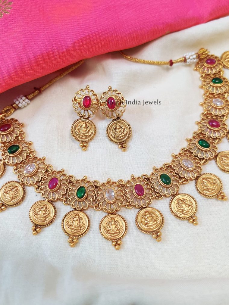 Lakshmi-Coin-Multi-Stone-Necklace