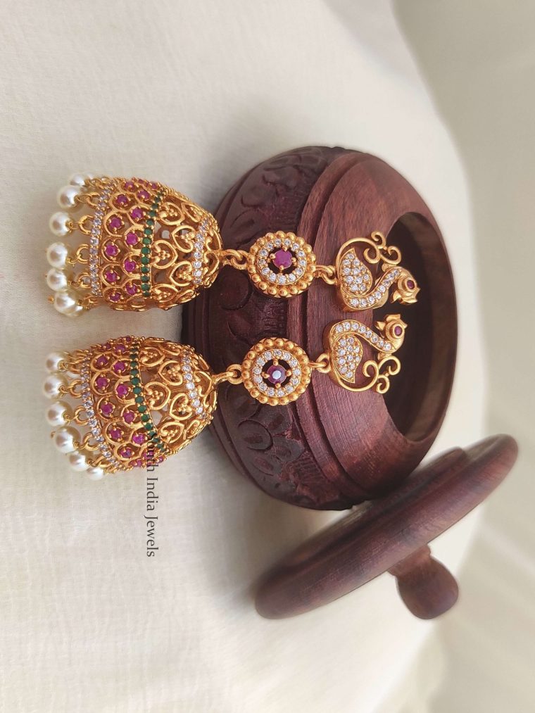 Peacock Design Long Jhumkas