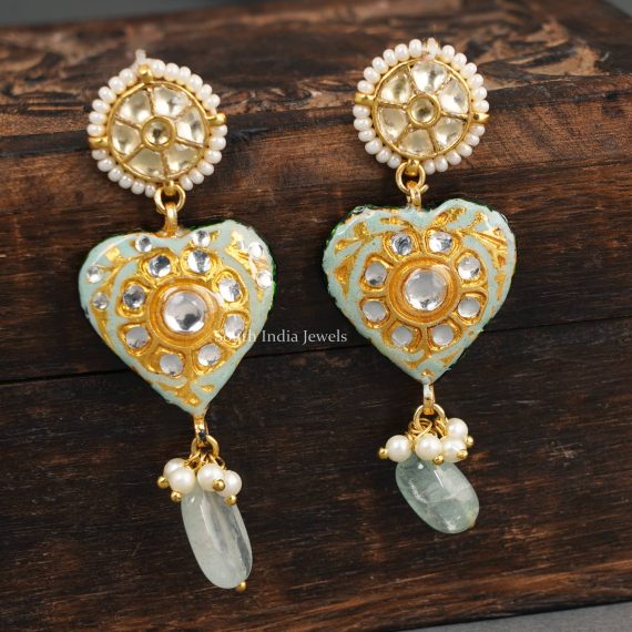 Heart Design Kundan Earrings