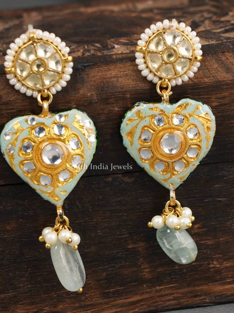 Heart Design Kundan Earrings