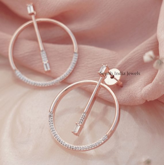 Round Ring Rose Gold Earrings