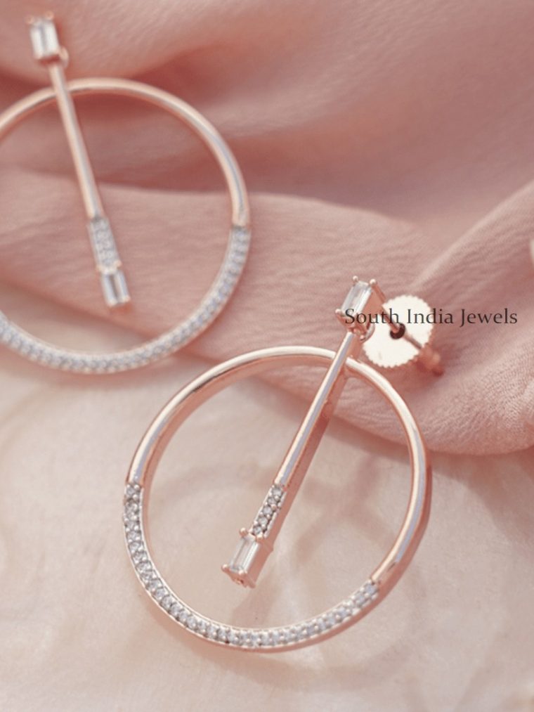 Round Ring Rose Gold Earrings