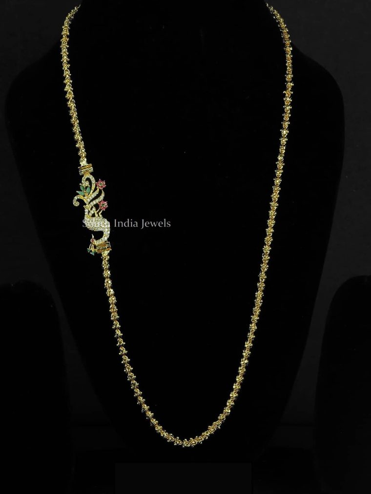 Simple Peacock Design Mugappu Chain