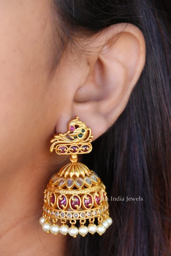 Traditional Golden Peacock Jhumkas (2)