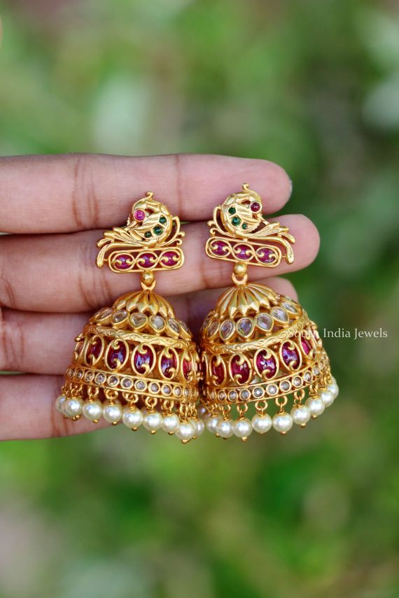 Traditional Golden Peacock Jhumkas