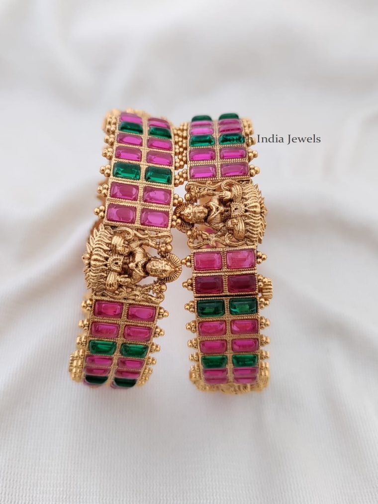 Traditional Kemp Lakshmi Bangle Set