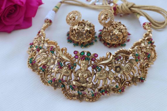 Antique Elephant & Lakshmi High Neck choker