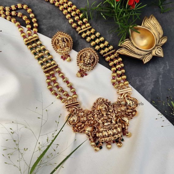 Antique Lakshmi Pendant Golden Beads Haram