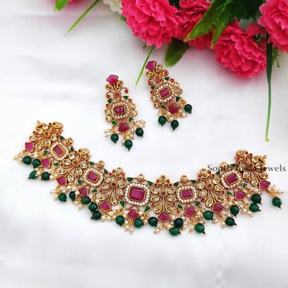 Beautiful Bridal Green Beads Choker