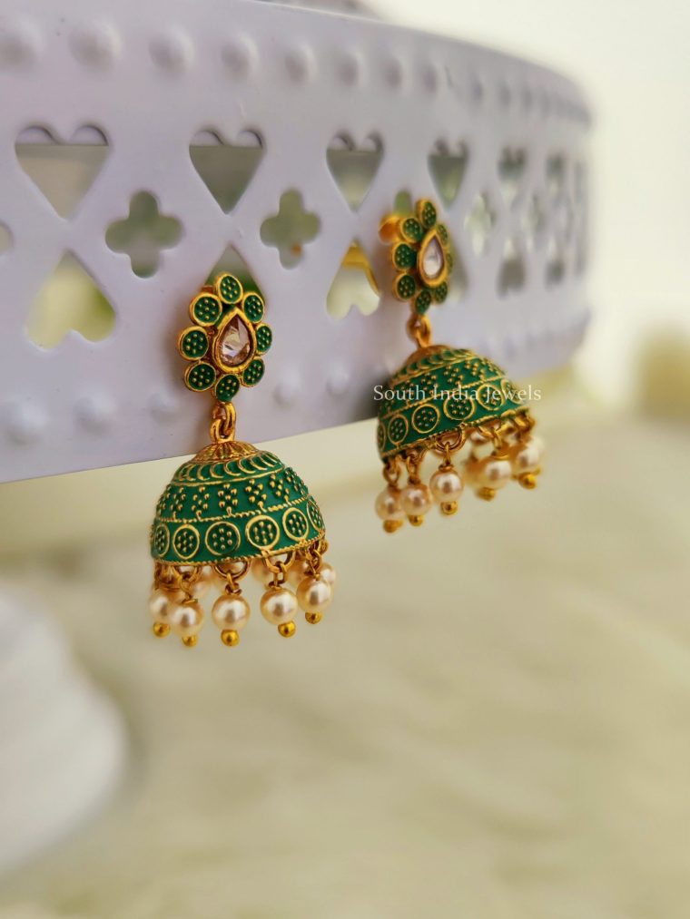 Cute Meenakari Design Jhumkas (2)