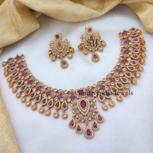 Traditional Floral Design Ruby Necklace