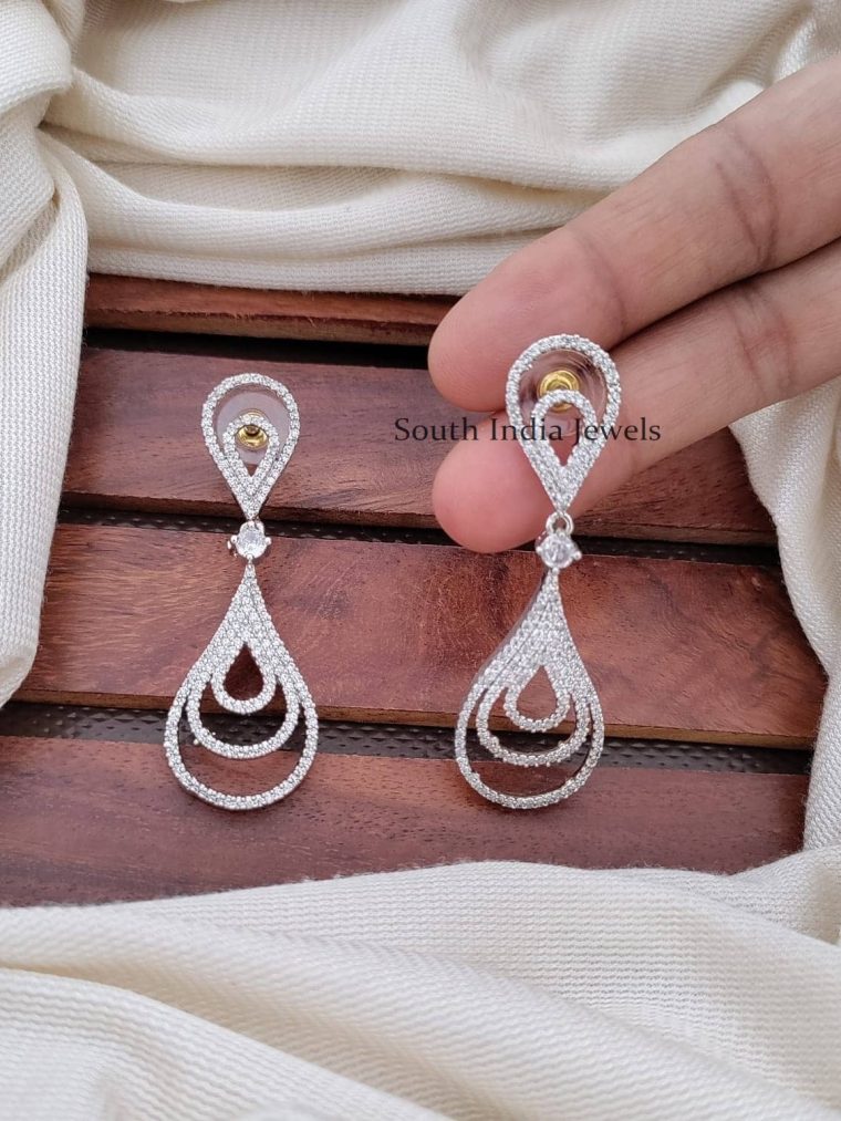 Trendy & Royal Drop CZ Stone Ear Ring