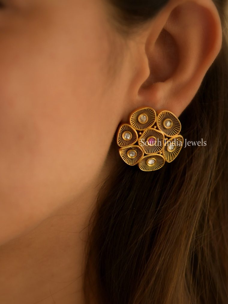 Beautiful Floral Ruby Studs