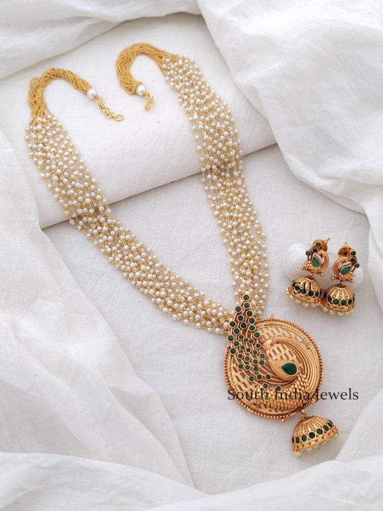 Beautiful Peacock Pendent Design Pearl Haram