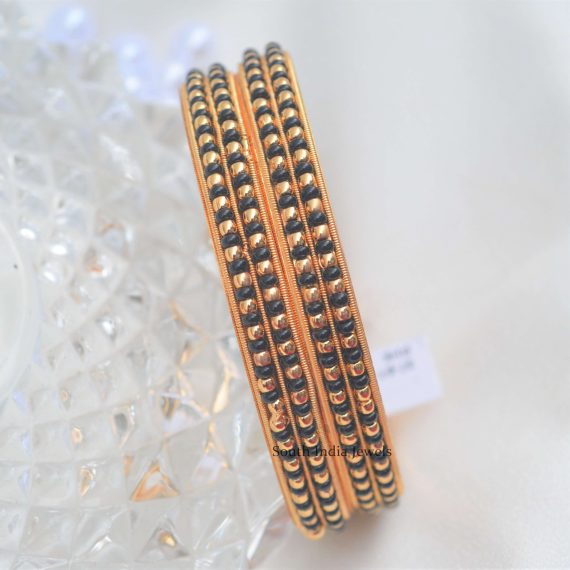 Classic Black Beads Bangle Set