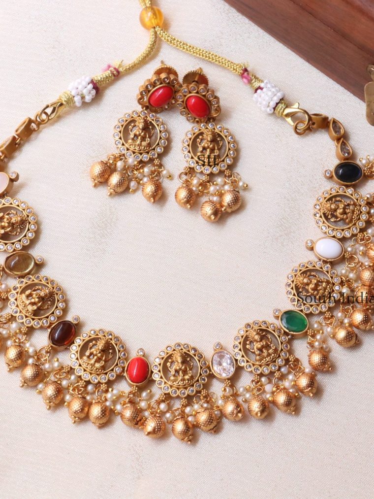 Classic Navaratna Lakshmi Design Necklace