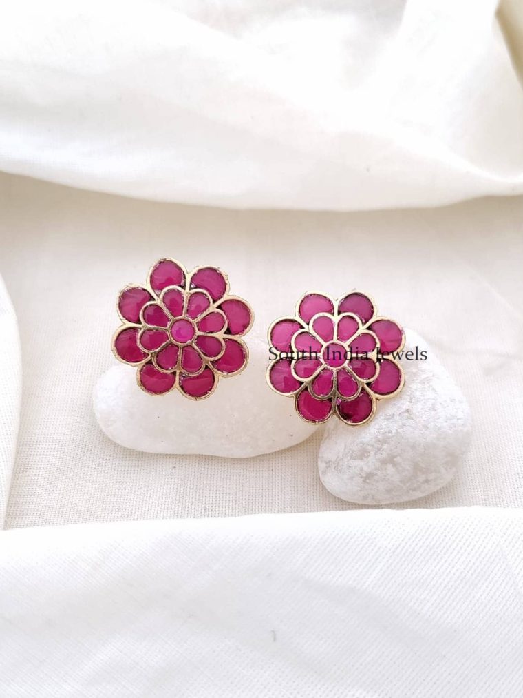 Elegant Jadau Floral Earrings