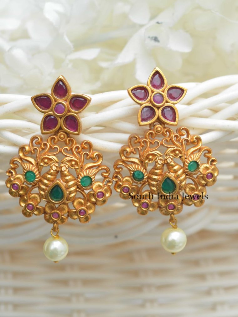 Flower Design Peacock Jhumkas