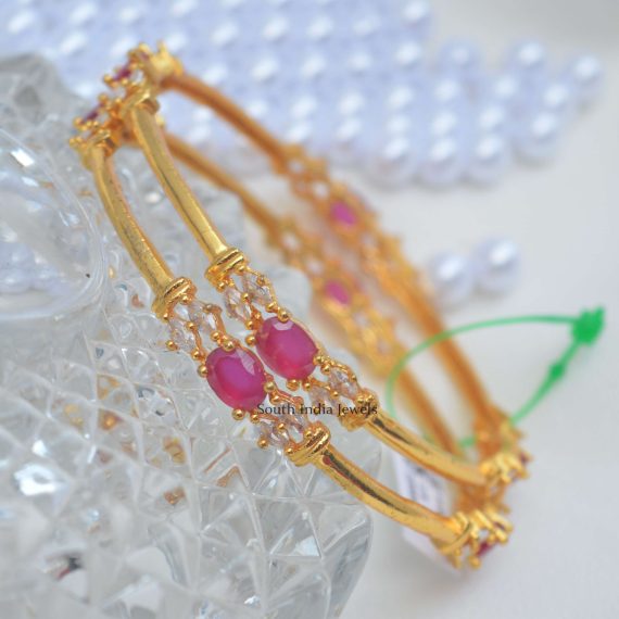 Simple Design Ruby Bangle Set