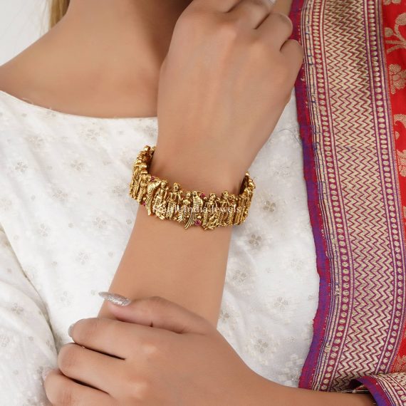 Traditional Ram Sita Gold Finish Kada Bangle